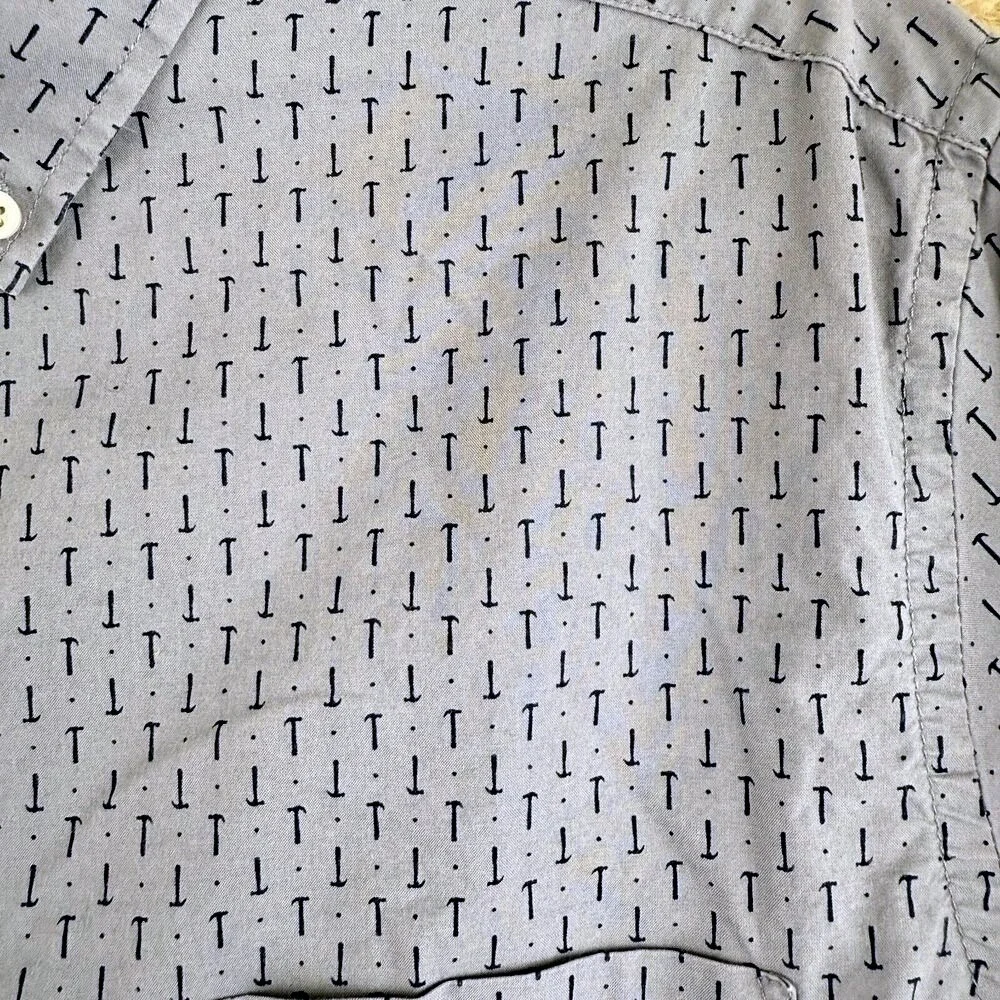 Goodfellow & Co Mens Slim Fit Button Up Shirt Size L Gray Hammers All Over Print